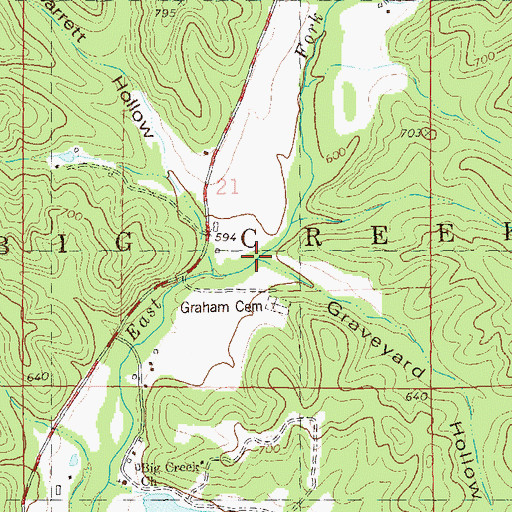 Topographic Map of Graveyard Hollow, MO
