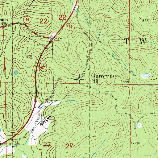 Topographic Map of Hammack Hill, MO
