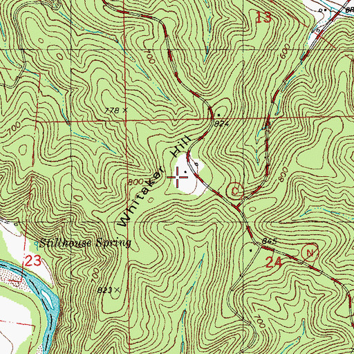 Topographic Map of Whitaker Hill, MO