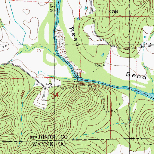 Topographic Map of Reed Bend, MO