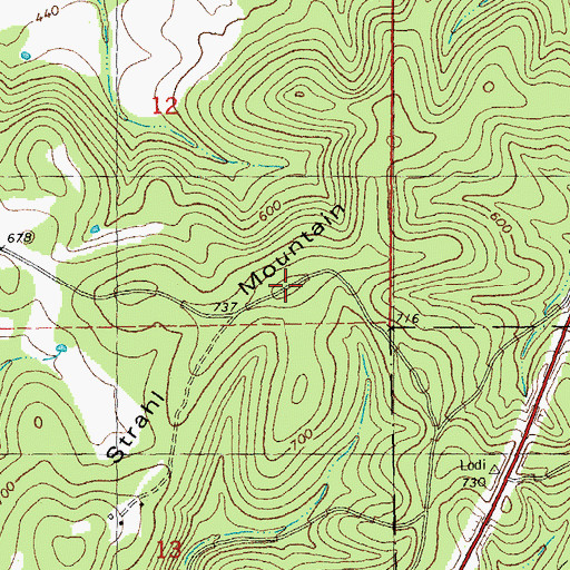 Topographic Map of Strahl Mountain, MO