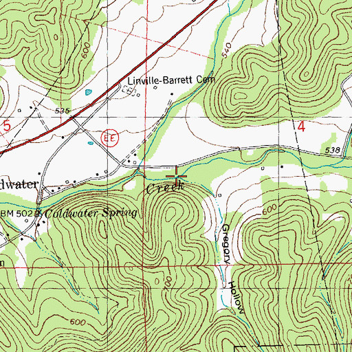 Topographic Map of Gregory Hollow, MO