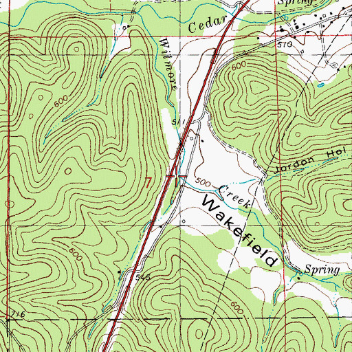 Topographic Map of Wakefield Hollow, MO