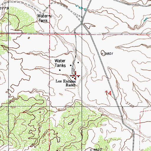 Topographic Map of Los Encinos Ranch, AZ