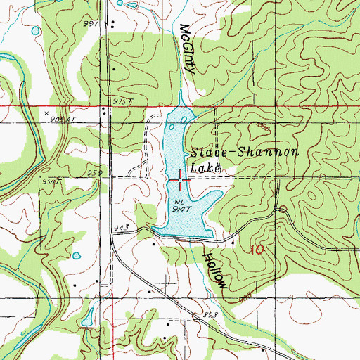 Topographic Map of Stace-Shannon Lake, MO