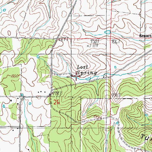 Topographic Map of Lost Spring, MO