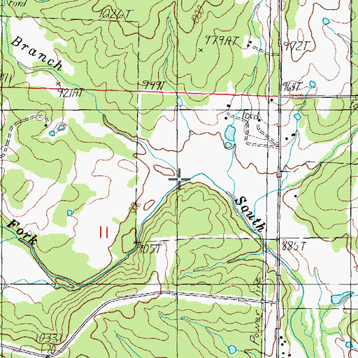 Topographic Map of Monk Branch, MO