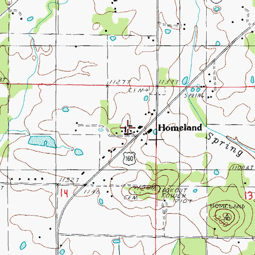 Topographic Map of Homeland, MO