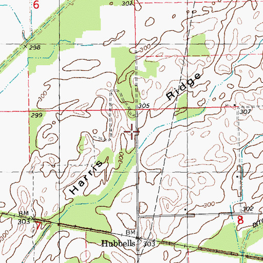 Topographic Map of Harris Ridge, MO