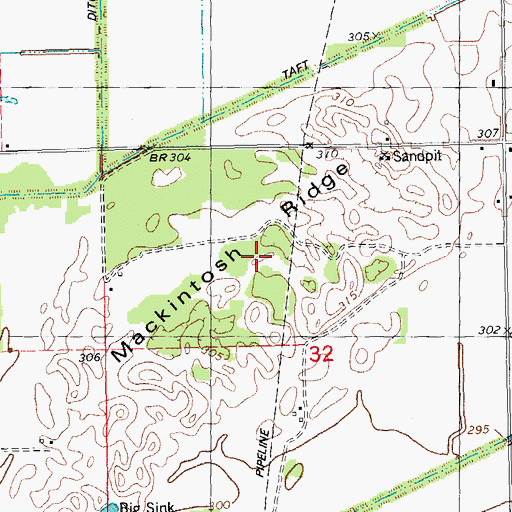 Topographic Map of Mackintosh Ridge, MO