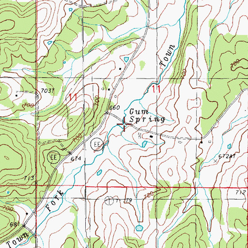 Topographic Map of Gum Spring, MO