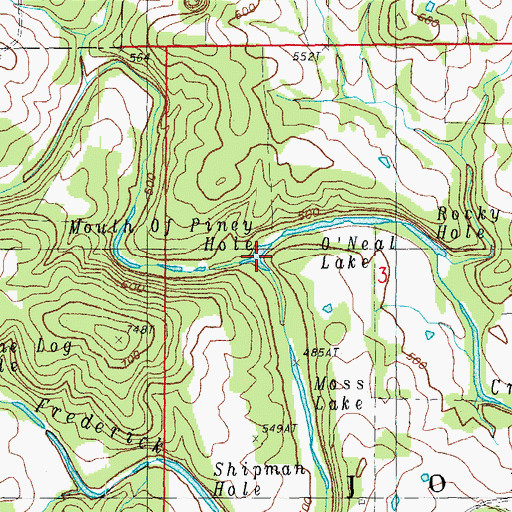 Topographic Map of Mouth of Piney Hole, MO
