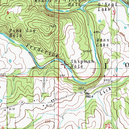 Topographic Map of Shipman Hole, MO