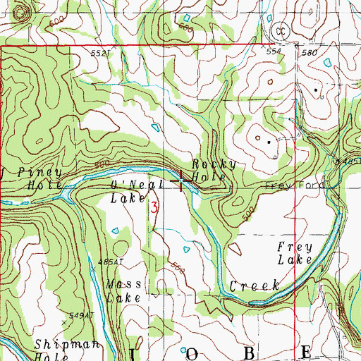 Topographic Map of Rocky Hole, MO