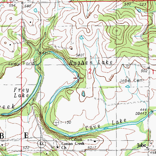 Topographic Map of Hughes Lake, MO