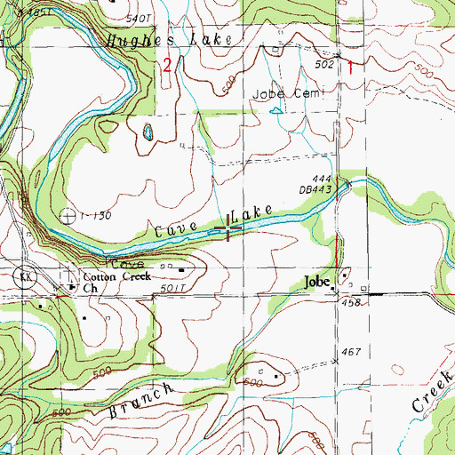 Topographic Map of Cave Lake, MO