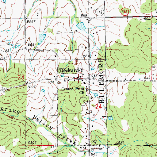 Topographic Map of Deckard-Y, MO