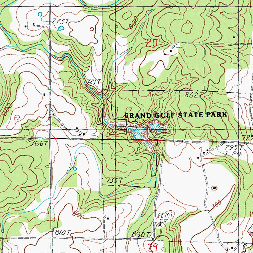 Topographic Map of Brussell Branch, MO