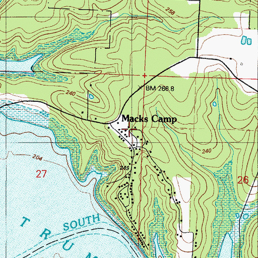 Topographic Map of Macks Camp, MO