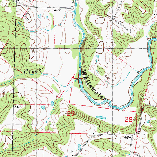 Topographic Map of Dry Creek, MO