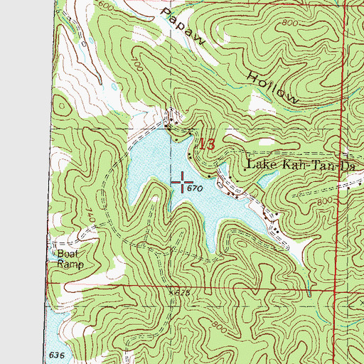 Topographic Map of Lake Kah-Tan-Da, MO