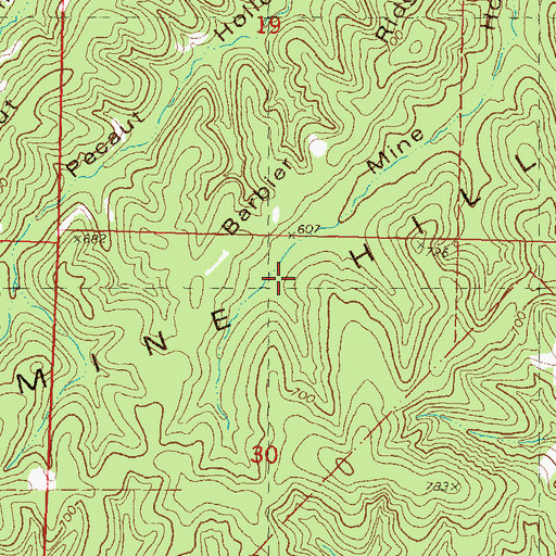 Topographic Map of Mine Hills, MO