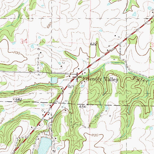 Topographic Map of Friendly Valley, MO