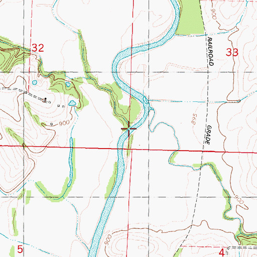 Topographic Map of Burr Oak Creek, MO