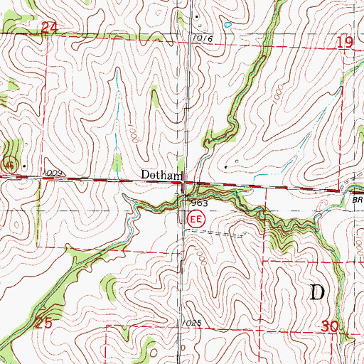 Topographic Map of Dotham, MO