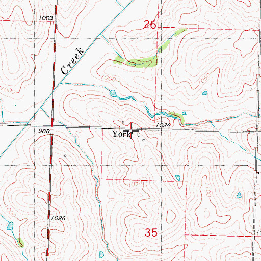 Topographic Map of York, MO