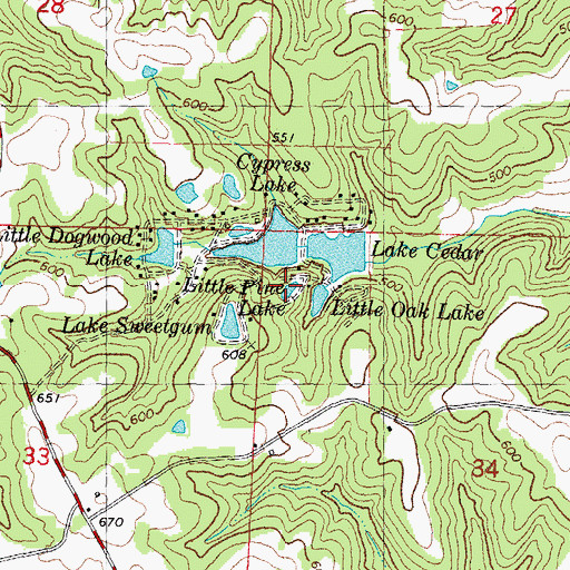 Topographic Map of Little Pine Lake, MO