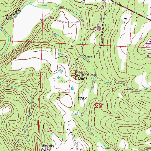 Topographic Map of Thompson Cemetery, AR