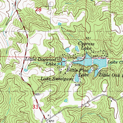 Topographic Map of Little Dogwood Lake, MO
