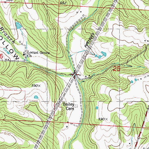 Topographic Map of Mitchell Hollow, MO