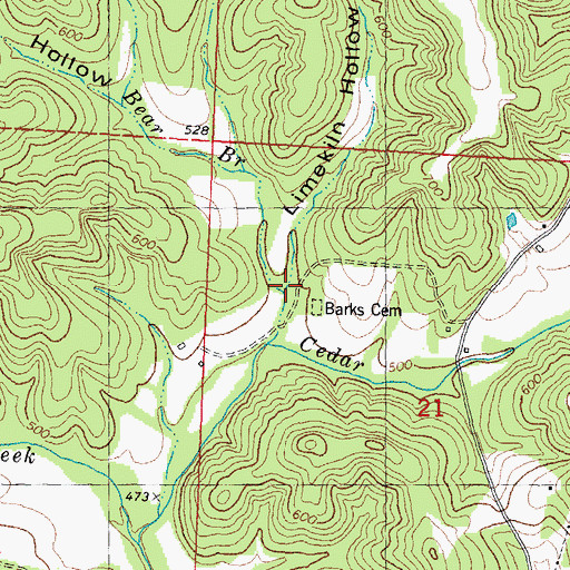 Topographic Map of Limekiln Hollow, MO