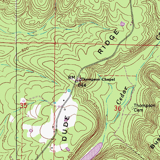 Topographic Map of Thompson Chapel, AR
