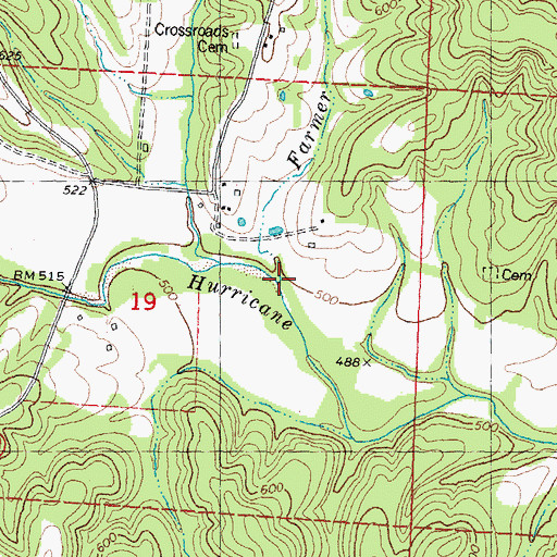 Topographic Map of Farmer Branch, MO