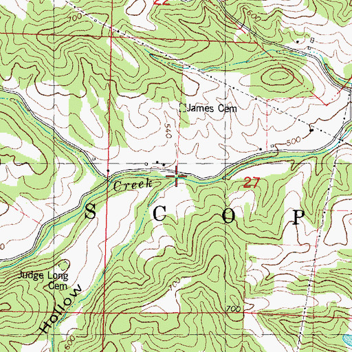 Topographic Map of Bull Lot Hollow, MO