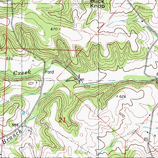 Topographic Map of Cooks Branch, MO