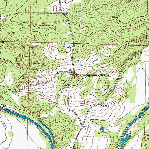 Topographic Map of Thompson Chapel, AR
