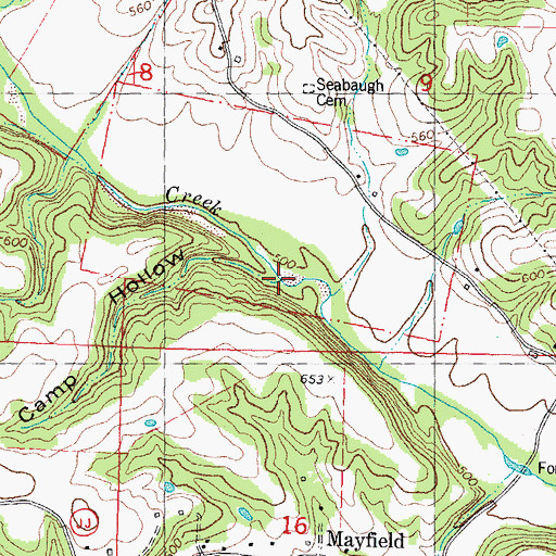 Topographic Map of Camp Hollow, MO