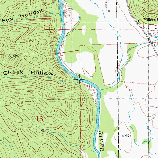 Topographic Map of Cheek Hollow, MO