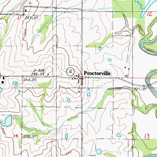 Topographic Map of Proctorville, MO
