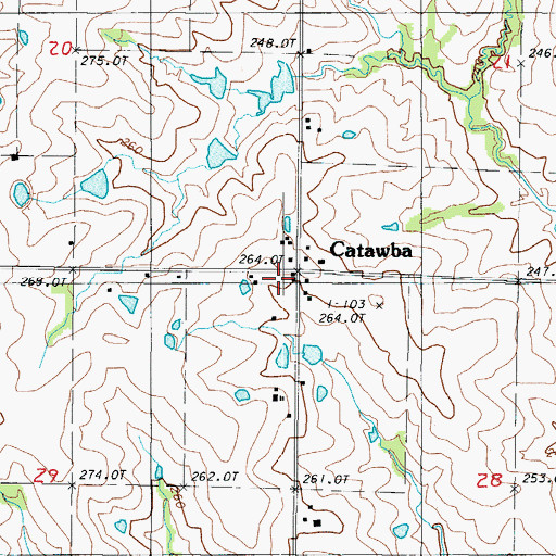 Topographic Map of Catawba, MO