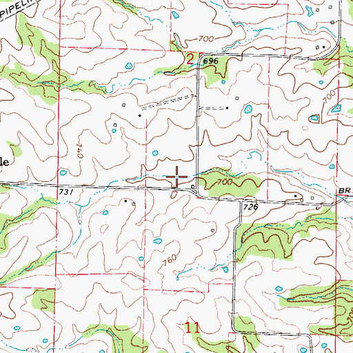 Topographic Map of Everett (historical), MO