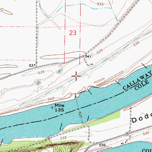 Topographic Map of Bakersville (historical), MO