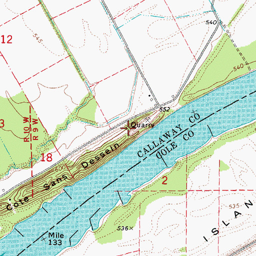 Topographic Map of Cote Sans Dessein (historical), MO