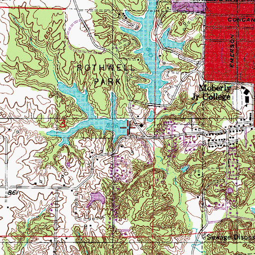 Topographic Map of Old Reservoir, MO