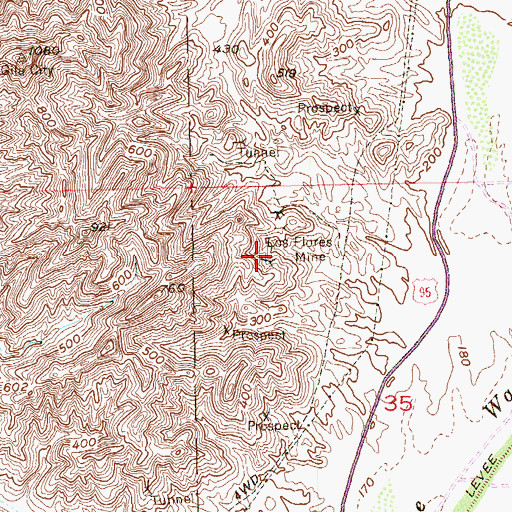 Topographic Map of Los Flores Mine, AZ