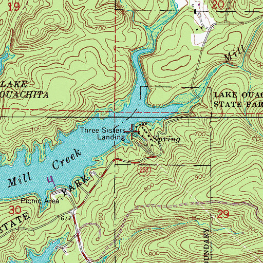 Topographic Map of Three Sisters Landing, AR